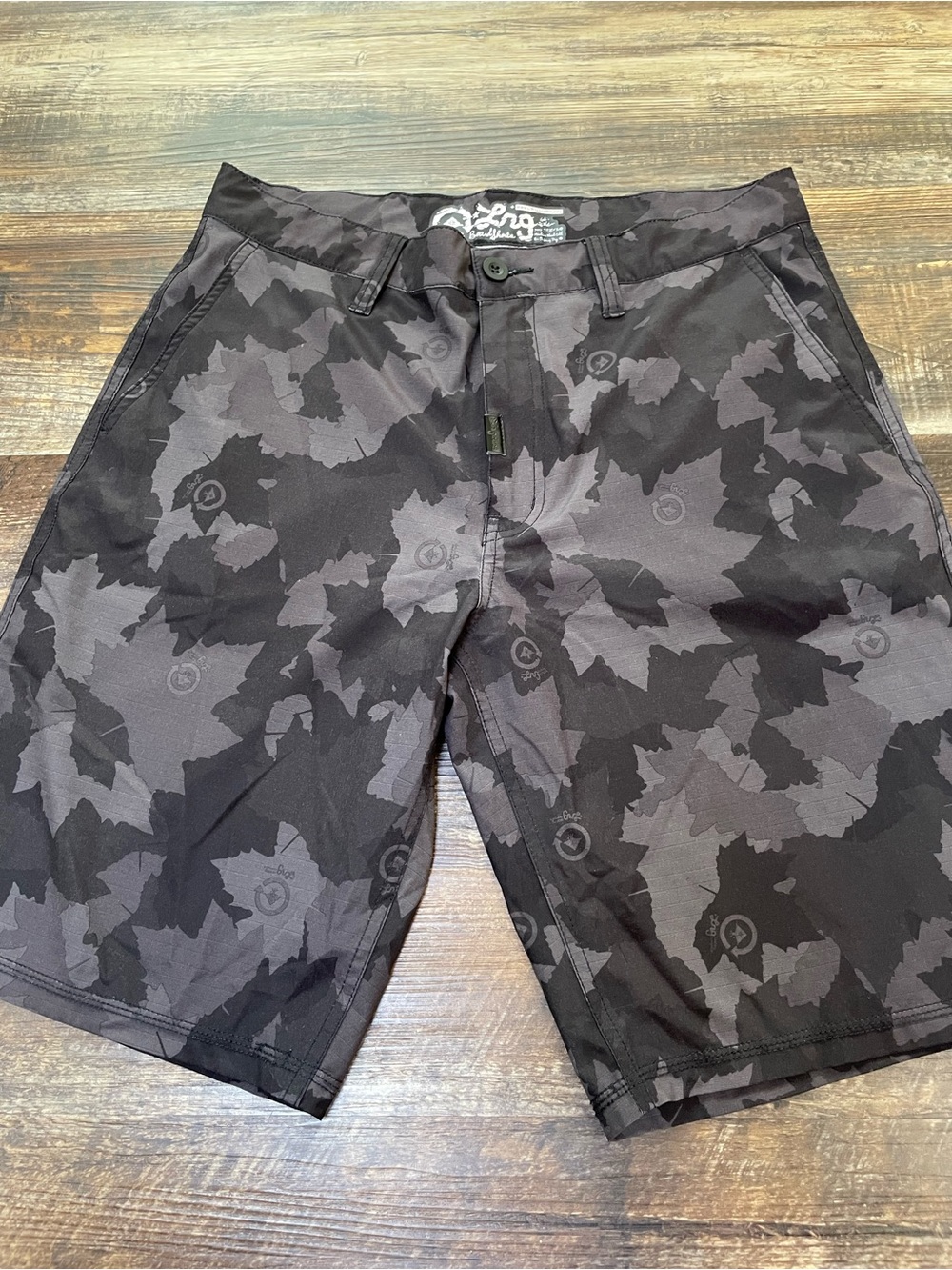LRG Black & Charcoal Camouflage Board Shorts